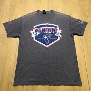 Vintage Y2K Famous Stars & Straps graphic‎ t-shirt grey Sz L Distress
